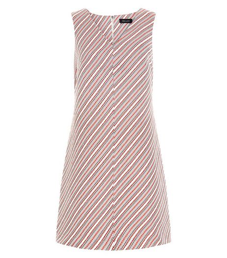 Red Stripe Jacquard V Neck Shift Dress | New Look