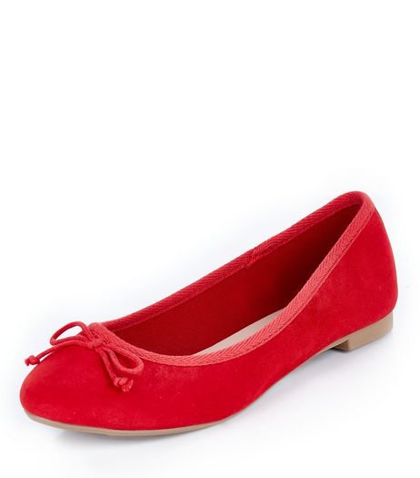 Red Suedette Ballet Pump | New Look