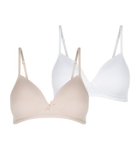 Teens 2 Pack White and Nude Non Wired Bras | New Look