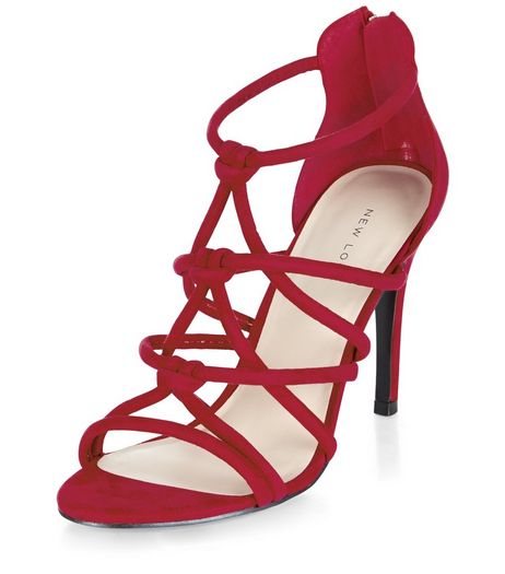 Red Knot Strap Heeled Sandals | New Look
