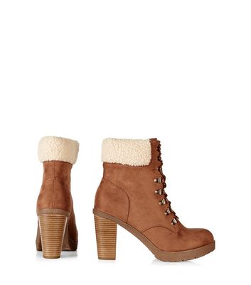 lace up tan block heels
