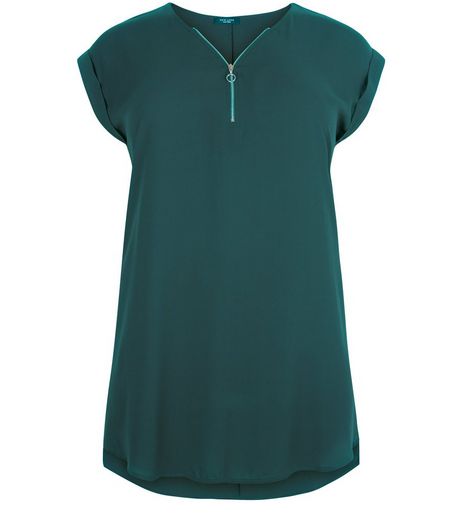 Curves Green Longline Tunic Top | New Look