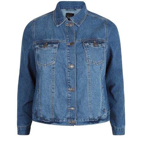 Plus Size Blue Double Pocket Denim Jacket | New Look
