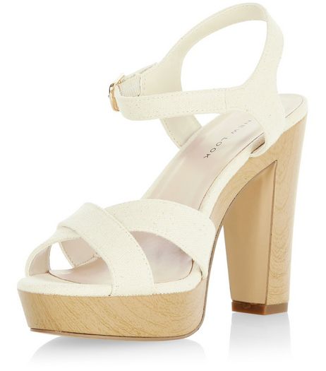 Stone Cross Strap Platform Block Heel Sandals | New Look