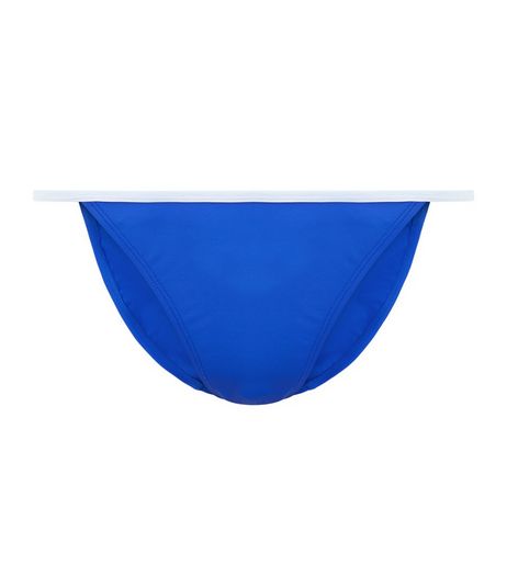 Blue Contrast Trim Bikini Bottoms | New Look