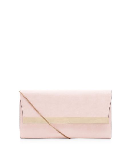 Pink Snakeskin Textured Clutch | New Look