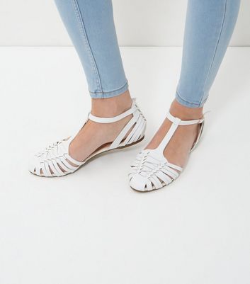 white t bar flat sandals