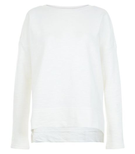 White Crochet Shoulder Slouch Sweater | New Look