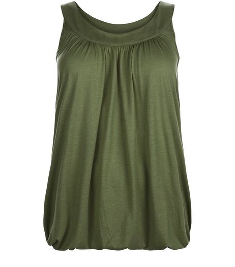 Curves Khaki Bubble Hem Vest | New Look