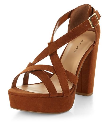 Tan Suedette Strappy Platform Heels | New Look
