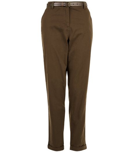 Khaki Belted Chinos | New Look