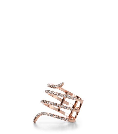 Rose Gold Embellished Wrap Ring | New Look