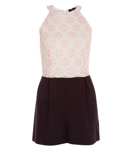 Teens Pink Floral Lace Playsuit | New Look