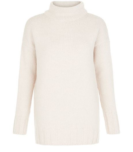 Shell Pink Funnel Neck Longline Jumper | New Look