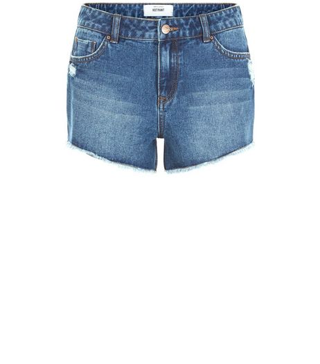 Blue Frayed Hem Denim Shorts | New Look