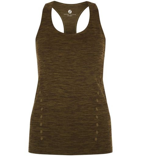 Khaki Space Dye Sports Vest | New Look