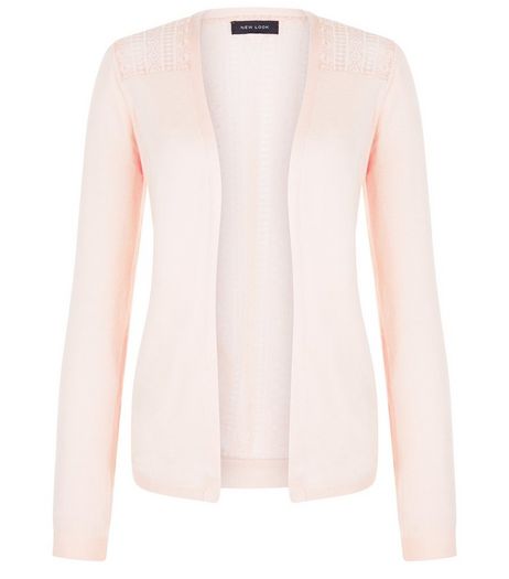 Shell Pink Lace Panel Cardigan | New Look