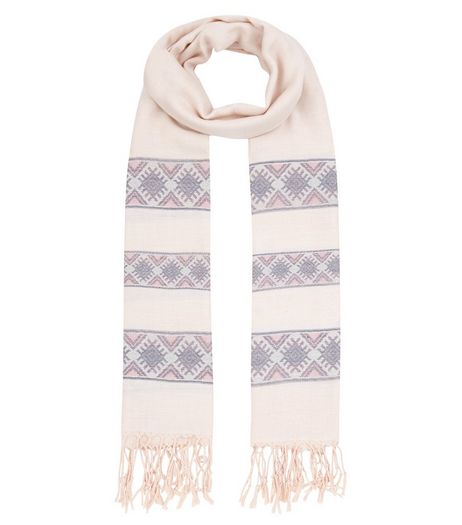 Pink Aztect Print Jacquard Scarf | New Look
