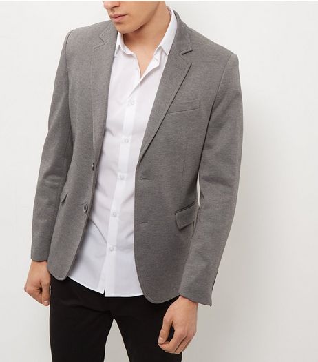 Grey Ponti Textured Blazer | New Look
