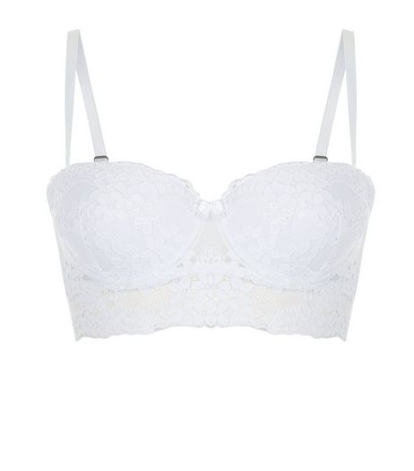 White Daisy Lace Longline Strapless Bra | New Look