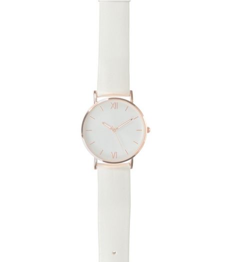 White Leather-Look Strap Watch | New Look