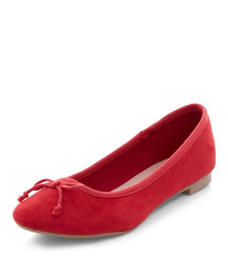 Red Suedette Ballet Pumps | New Look