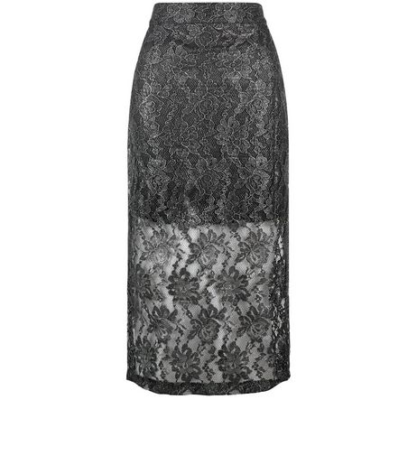 Jumpo Silver Lace Pencil Skirt | New Look