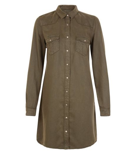 Anita and Green Khaki Denim Shirt Dress | New Look