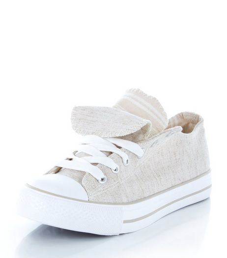 Teens Cream Double Tongue Lace Up Plimsolls | New Look