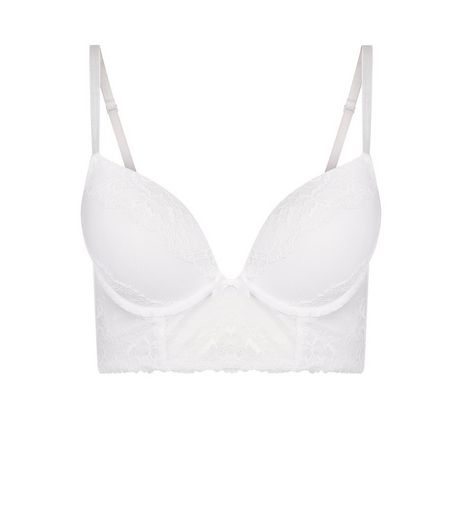 White Lace Longline Push Up Bra | New Look