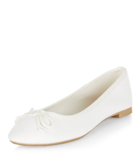 White Suedette Ballet Pumps | New Look