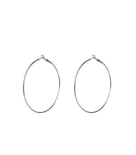 Silver Skinny Hoop Earrings | New Look