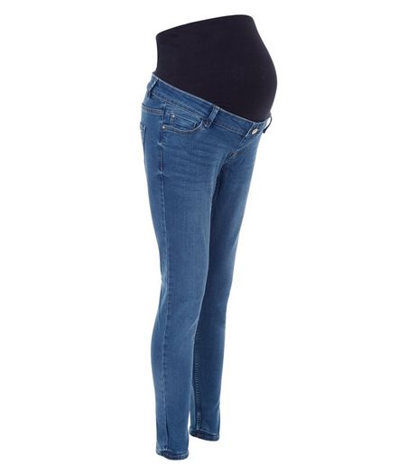 Maternity Blue Authentic Over Bump Skinny Jeans | New Look