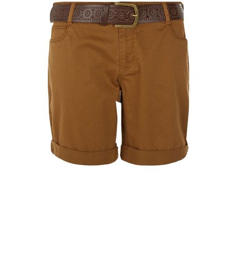 Tan Belted Shorts | New Look