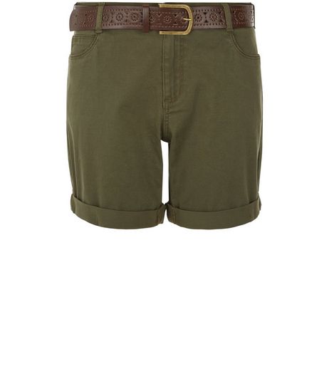Khaki Belted Shorts | New Look
