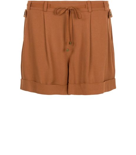 Tan Tie Waist Turn Up Shorts | New Look