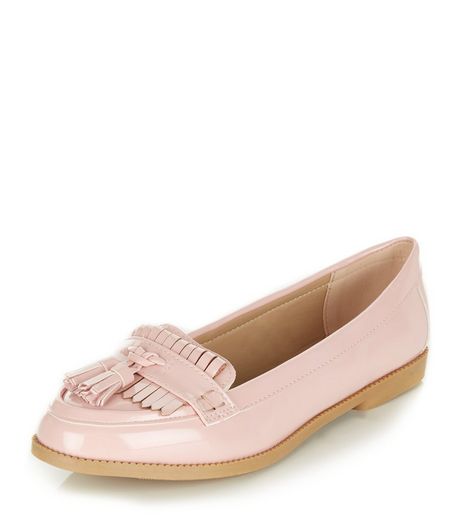 Pink Patent Fringe Loafers | New Look