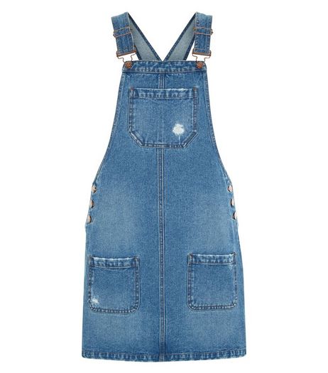 Blue Denim Pinafore Dress | New Look