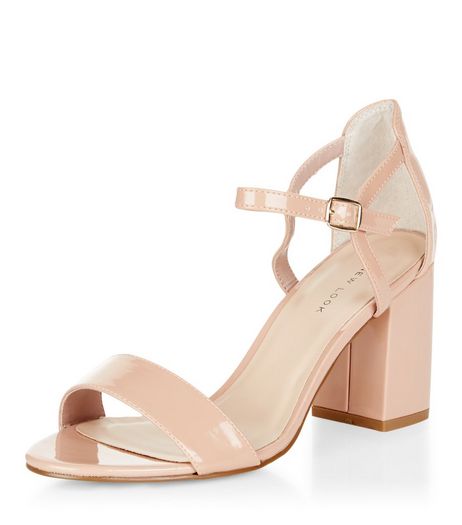 Stone Patent Block Heel Sandals | New Look