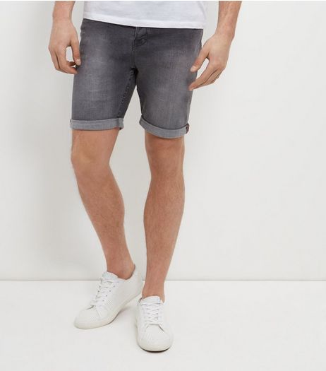 Grey Turn Up Denim Shorts | New Look