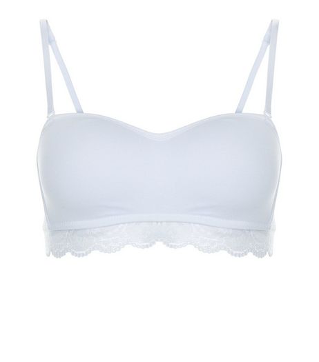 Teens White Lace Trim Strapless Bra | New Look