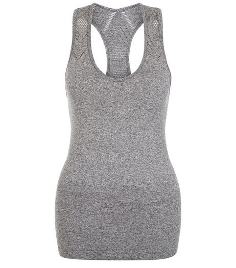 Grey Padded Laser Cut Out Sports Vest | New Look