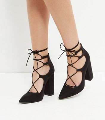 ghillie block pointed heels shoes suedette