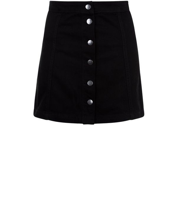 Black Denim Button Front Skirt | Jill Dress