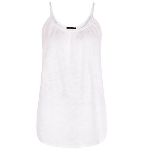 White Plaited Trim Vest | New Look