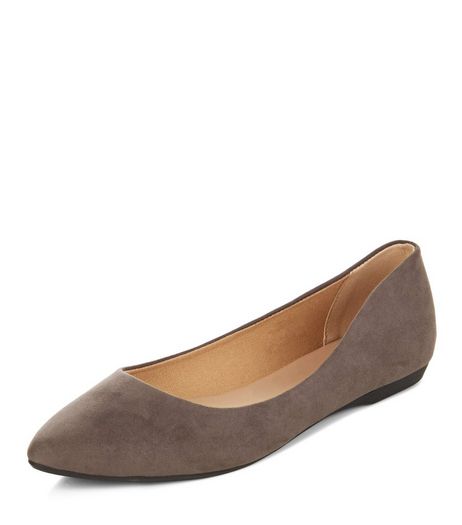 Grey Suedette Pointed Pumps | New Look