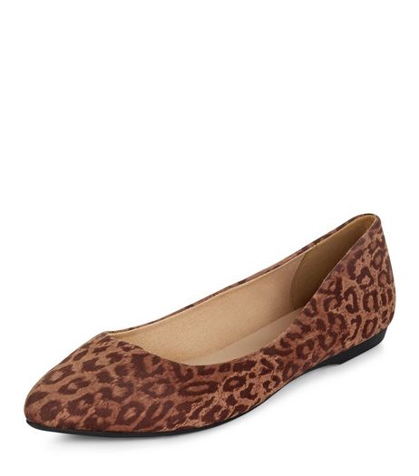 Stone Suedette Leopard Print Pointed Pumps | New Look