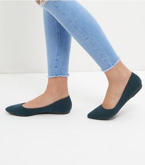 Dark Green Suedette Pointed Pumps | New Look