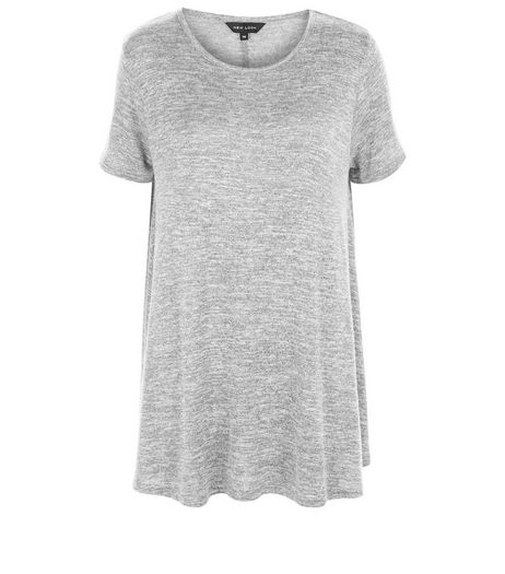 Grey Fine Knit Swing T-Shirt | New Look