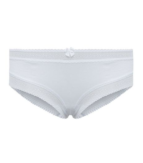 White Lace Trim Short Briefs | New Look